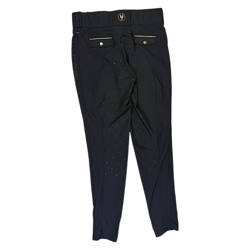 Sync Equestrian Dragon Rhinestone Breeches in Black/Black Crystals
