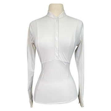 Front of Horse Pilot 'Monica' Long Sleeve Show Shirt in White - Women's Small