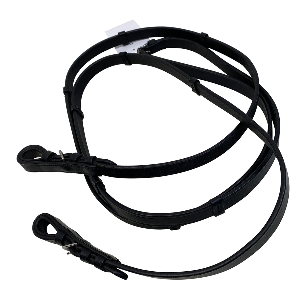 Bobby's English Tack Smooth Flat Reins w/Stops in Black