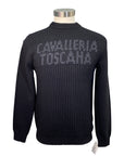 Cavalleria Toscana Crew Neck Rib Stitch Sweater in Black - Men's Medium