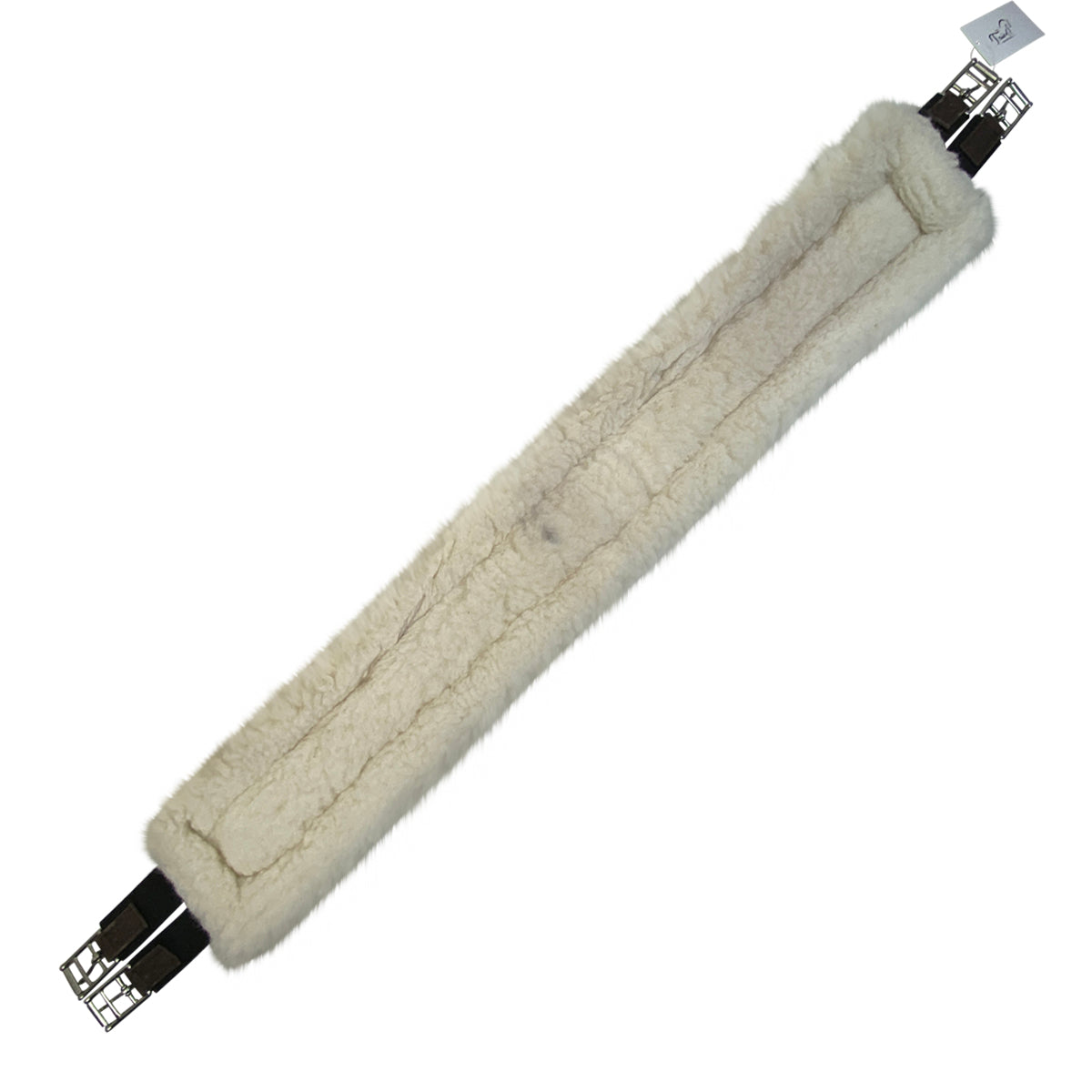 Oaklyn 'Terra' Fancy Stitched Fleece Girth in Brown/White Stitching