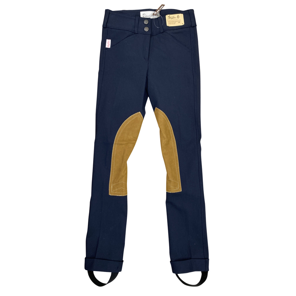 Front of Tailored Sportsman Kids 'Trophy Hunter' Jods in Black & Blue/Tan - Children's 8R