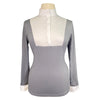 Front of Hadley Performance Bib Front Long Sleeve Show Shirt in Grey / White