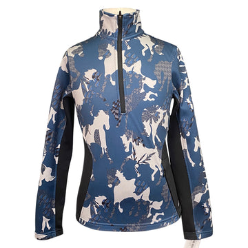 Front of Products Kerrits Counter Canter 1/2 Zip Fleece in Blue Horses