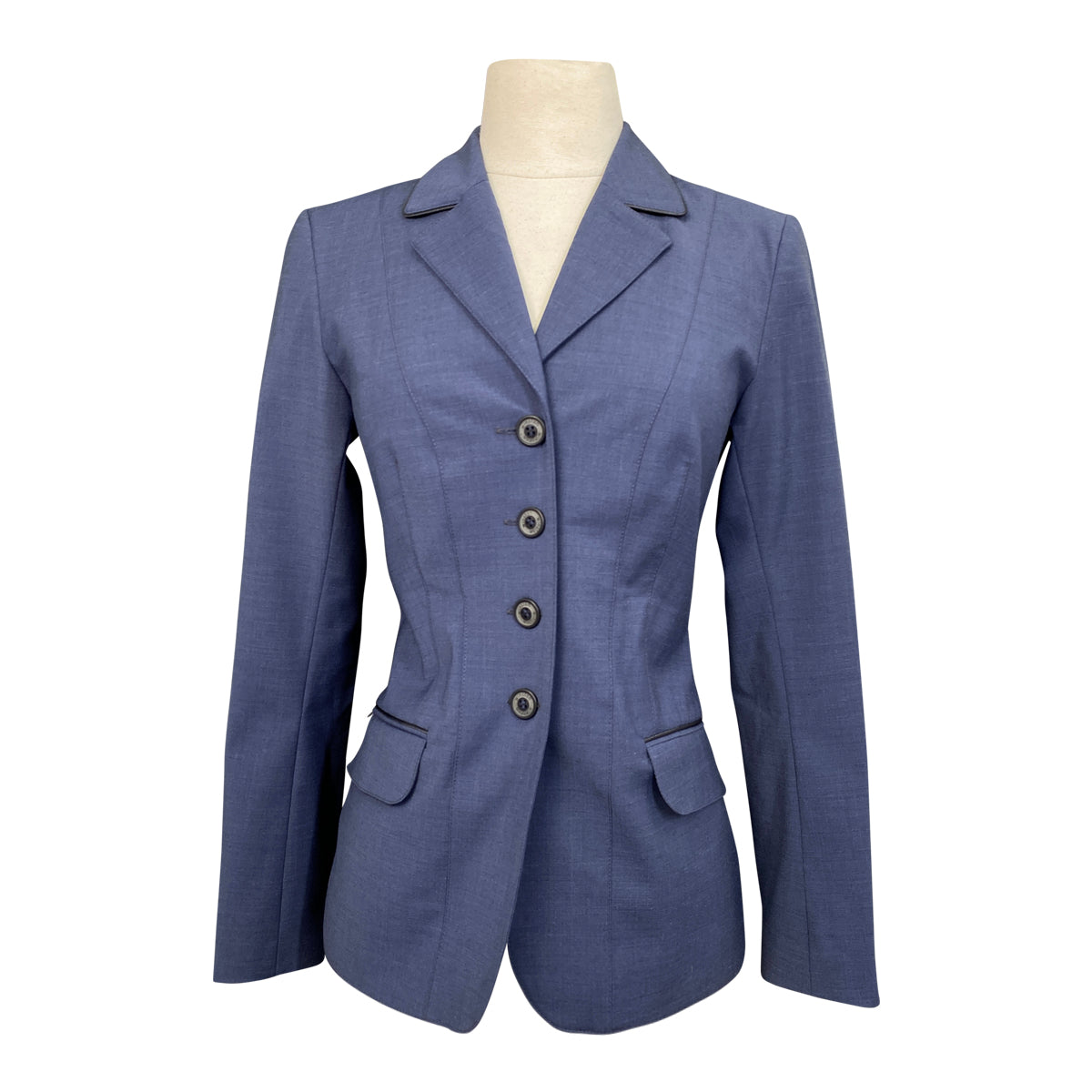 Winston Equestrian Contrast Competition Coat in Mid Blue/Black Piping