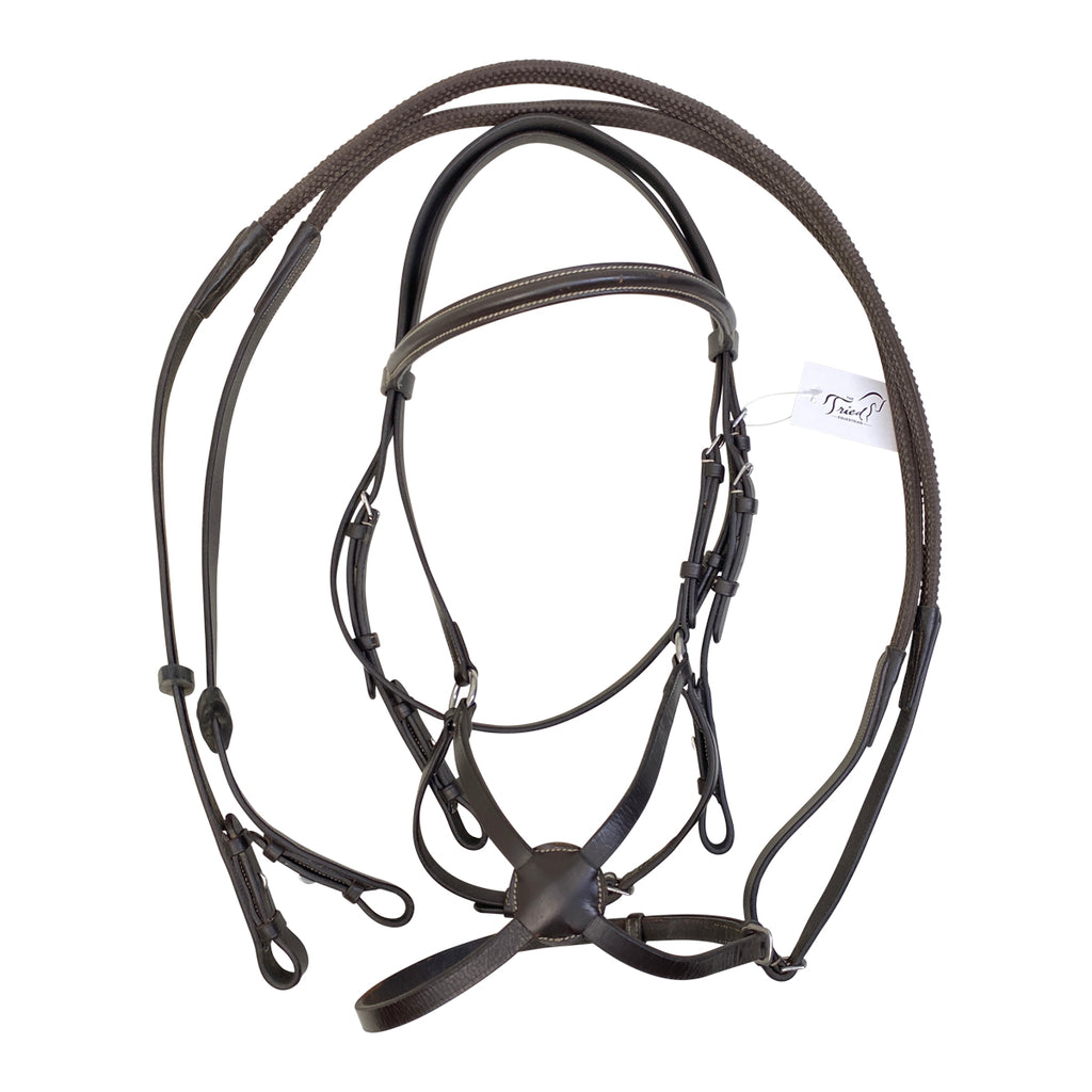 Plymouth Figure 8 Bridle By SmartPak w/ Rubber Reins in Chocolate Brown