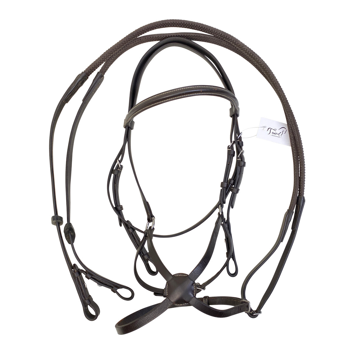 Plymouth Figure 8 Bridle By SmartPak w/ Rubber Reins in Chocolate Brown