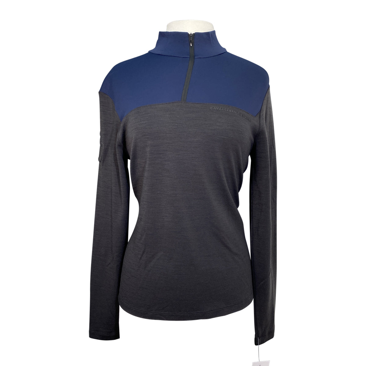 Cavalleria Toscana Tech Wool Half Zip Turtleneck in Navy/Black
