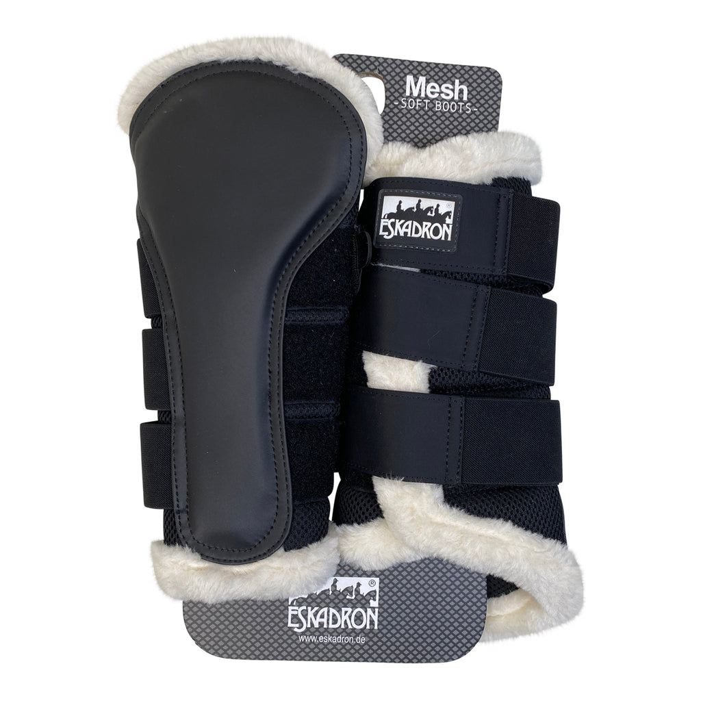 Eskadron Faux Fur Mesh Tendon Boots in Black - XL
