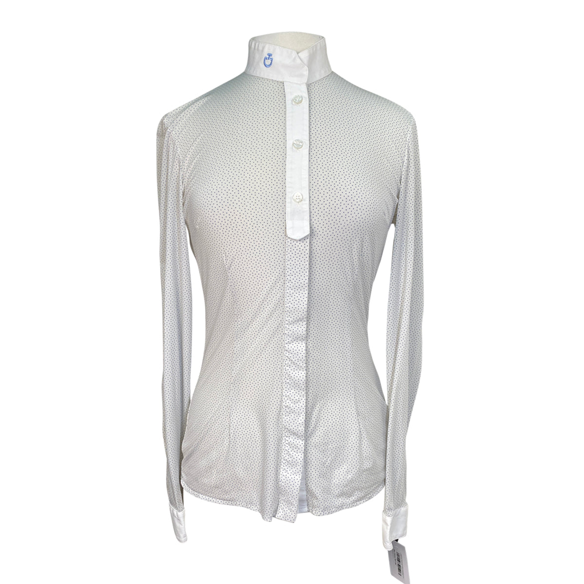 Cavalleria Toscana Long Sleeve Light Weight Shirt in White/Blue Polka Dots