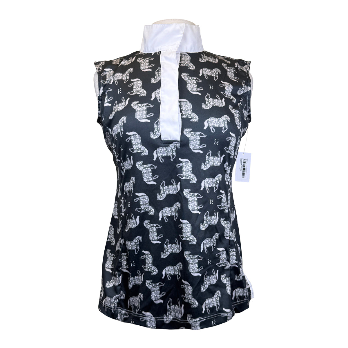 Ronner Sleeveless Sport Polo in Grey w Horses