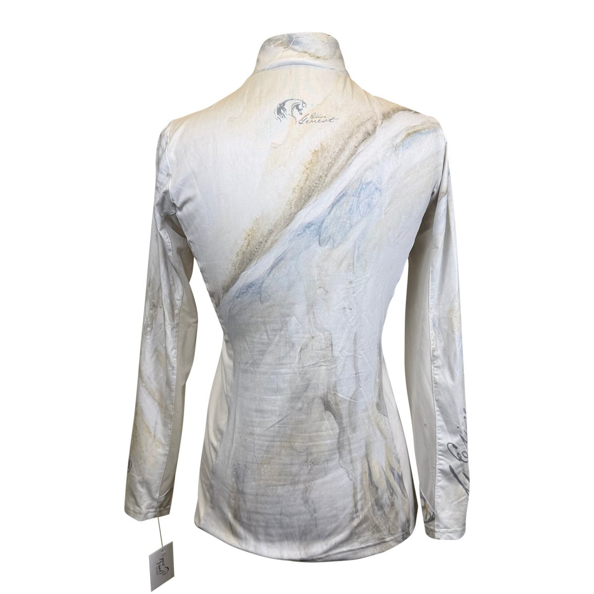 Arista Equestrian 'Brio-Tek' 1/4 Zip Shirt in Grey Watercolor Horse 