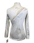 Arista Equestrian 'Brio-Tek' 1/4 Zip Shirt in Grey Watercolor Horse 