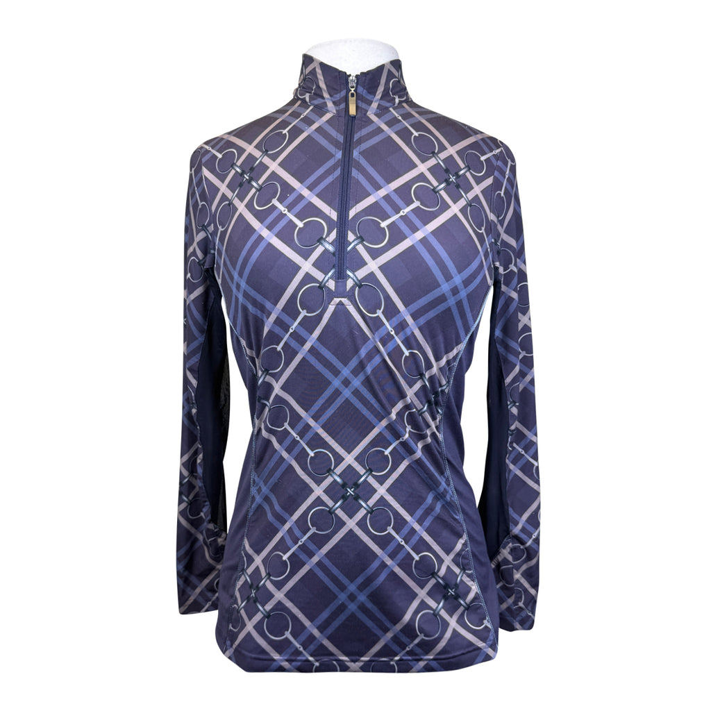 Arista Equestrian 'Brio-Tek' 1/4 Zip Shirt in Purple Plaid/Bits