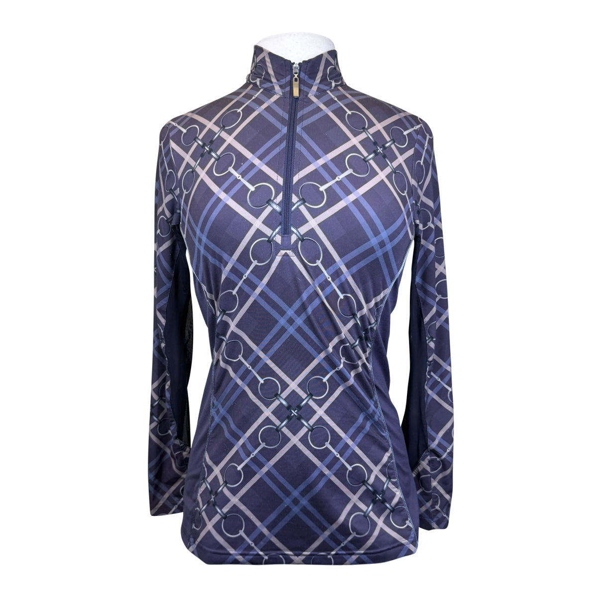 Arista Equestrian 'Brio-Tek' 1/4 Zip Shirt in Purple Plaid/Bits