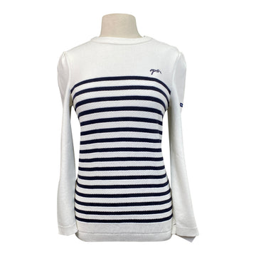 Penelope X St. James Maelle Pullover Sweater in Off White / Navy Stripe - Women's Small