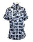 Kerrits Ice Fil Short Sleeve Shirt in Blue Squares &amp; Horses