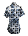 Kerrits Ice Fil Short Sleeve Shirt in Blue Squares &amp; Horses