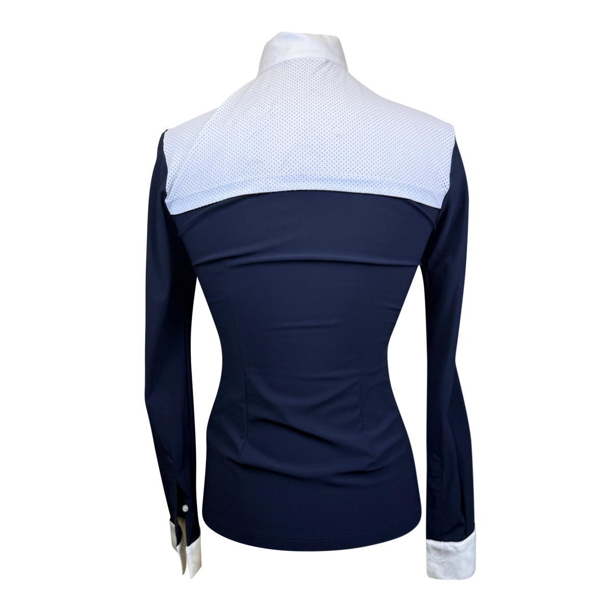 Cavalleria Toscana Perforated Competition Shirt in Navy/White