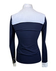 Cavalleria Toscana Perforated Competition Shirt in Navy/White