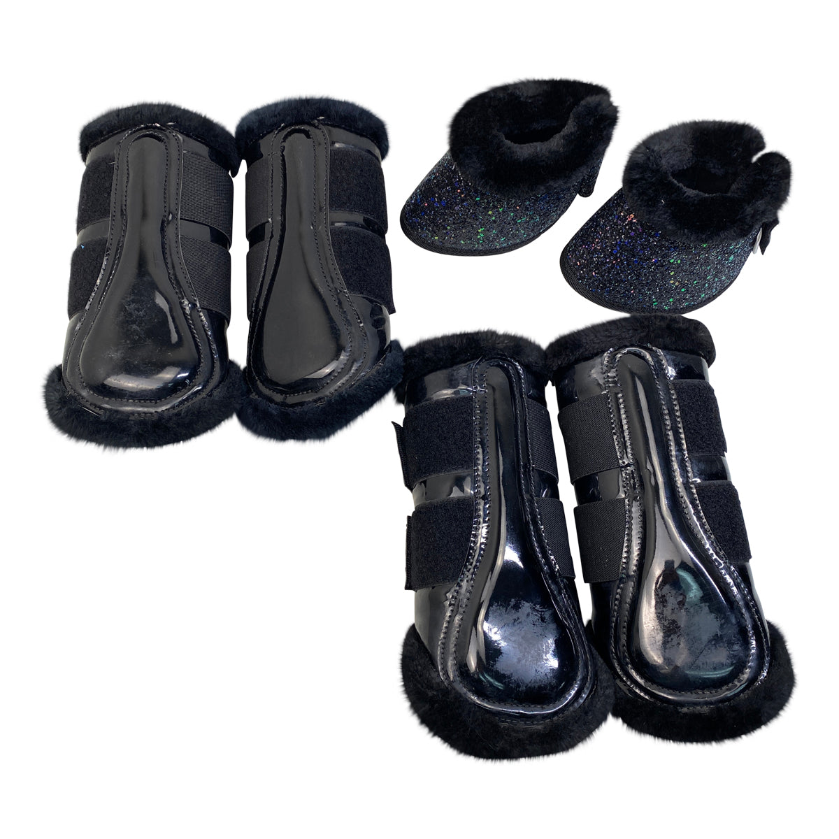 Amare Brush/Bell Boot Set in Black Sparkle