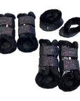 Amare Brush/Bell Boot Set in Black Sparkle