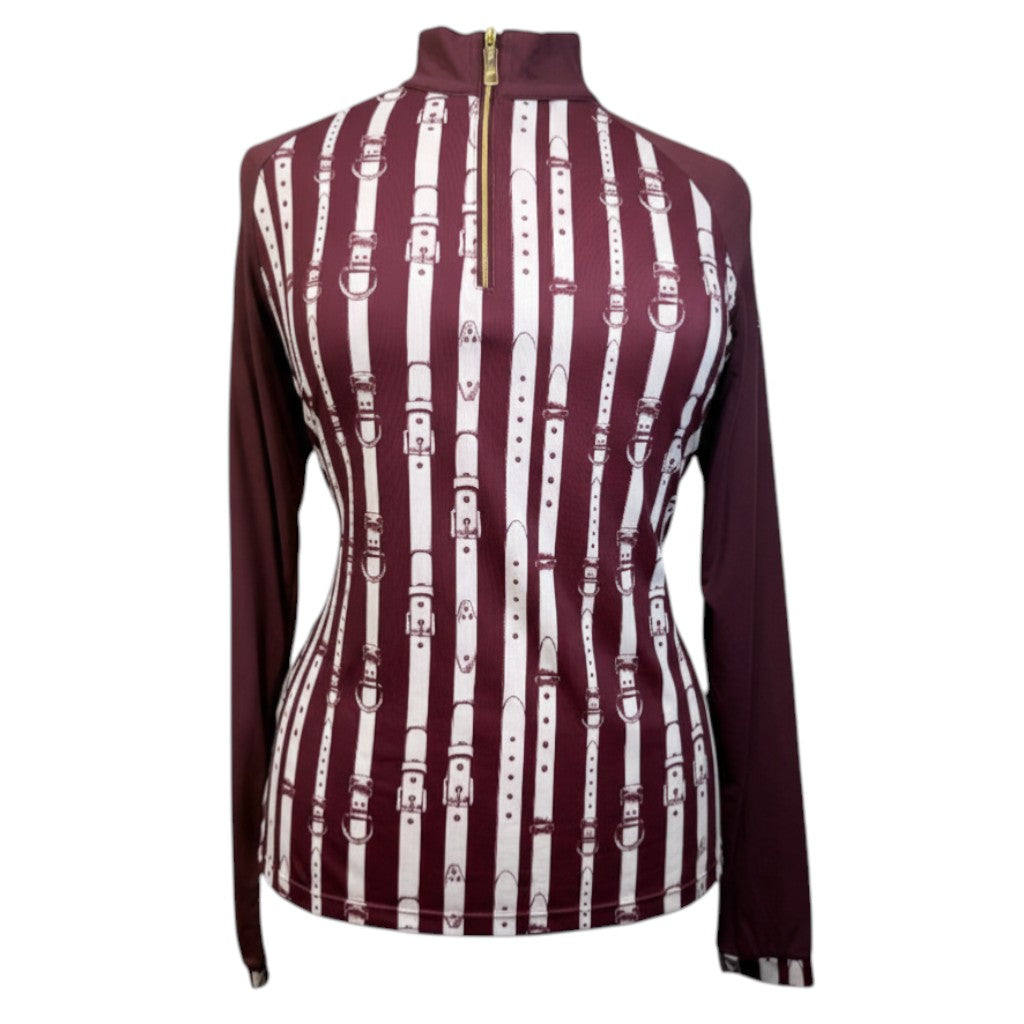 Novella Equestrian 'The Beni' Sun Shirt  in Burgundy Tack