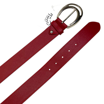 Close up of belt buckle Tailored Sportsman Leather Belt in Red - Medium