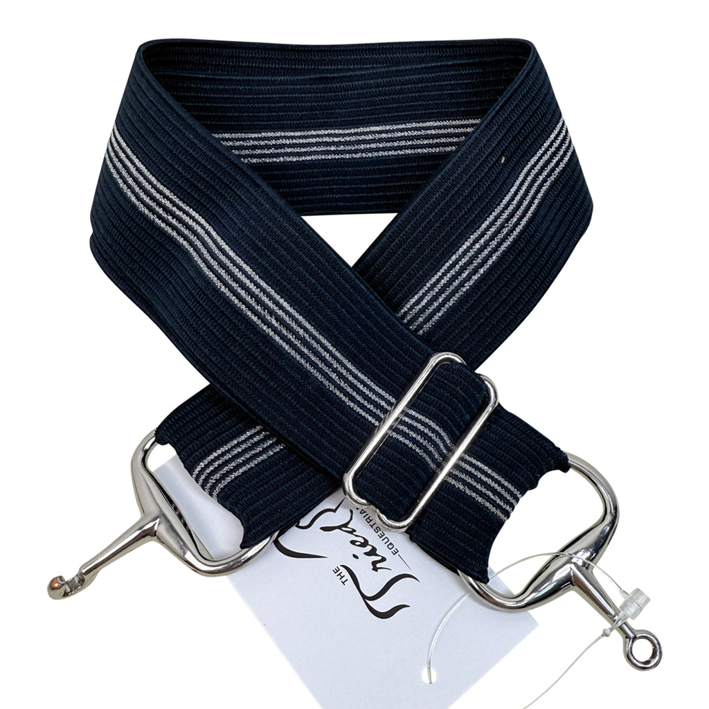 Ellany 2" Silver Snaffle Belt in Navy/Silver - One Size