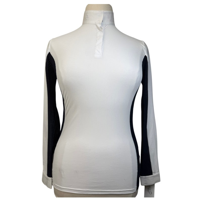 Cavalleria Toscana Jersey Perforated Insert Shirt in White/Black