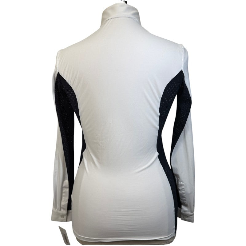 Cavalleria Toscana Jersey Perforated Insert Shirt in White/Black
