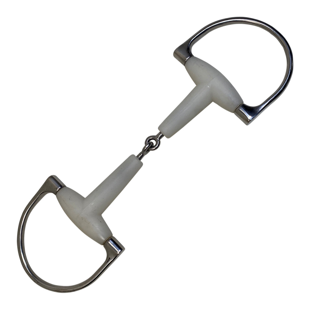 Happy Mouth King Dee Ring Snaffle Bit in White/Stainless Steel - 5.25"