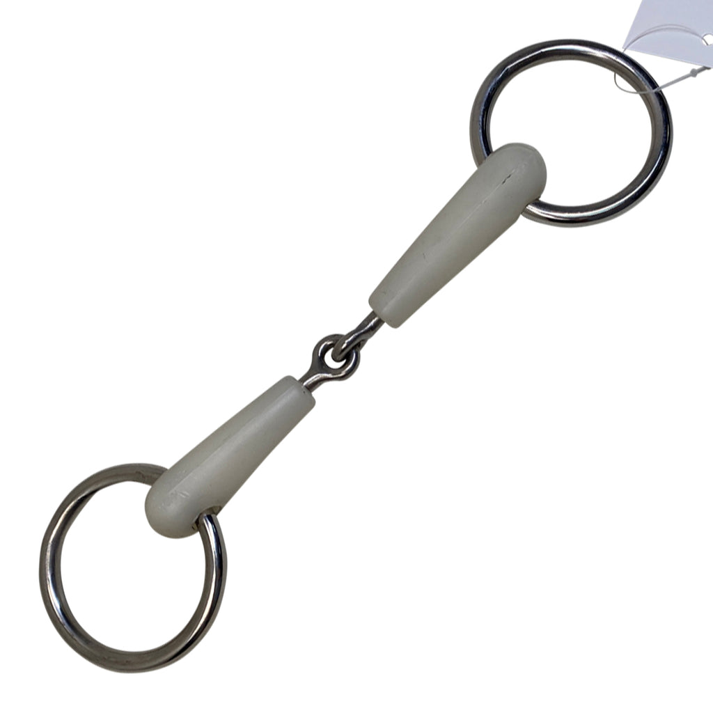 Happy Mouth Loose Ring Snaffle Bit in White/Stainless Steel - 4.5"