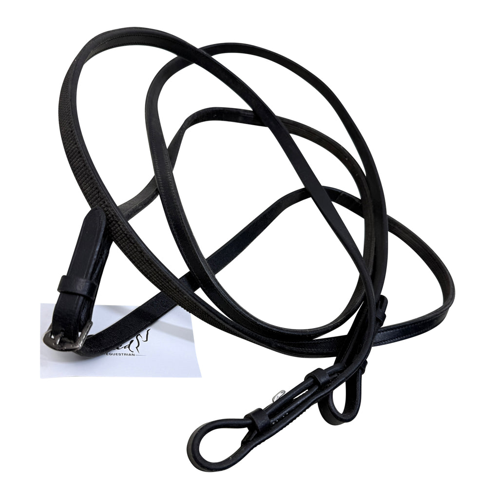 Rubber Lined Reins in Black