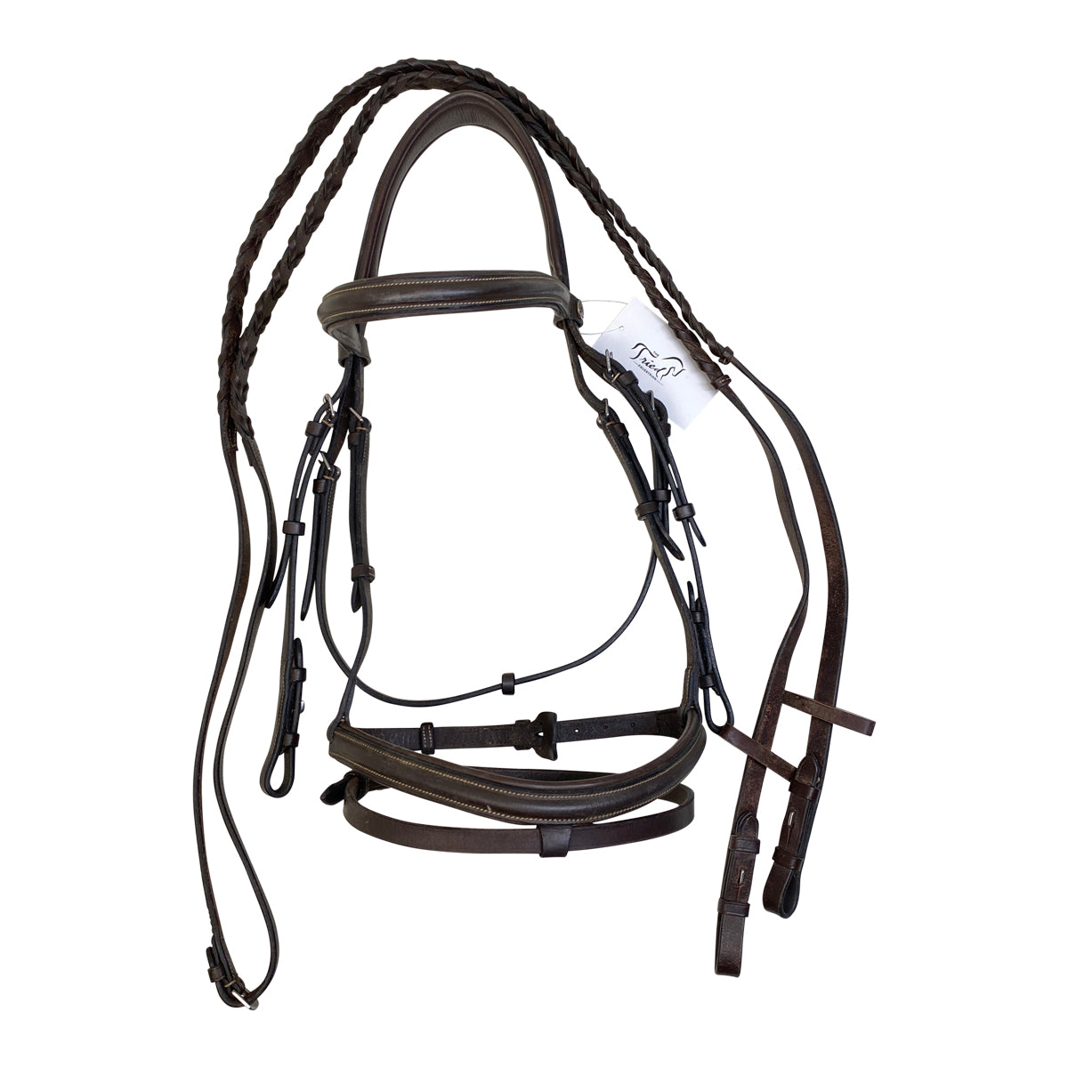 Henri de Rivel Pro Mono Crown Bridle w/Flash & Laced Reins in Brown