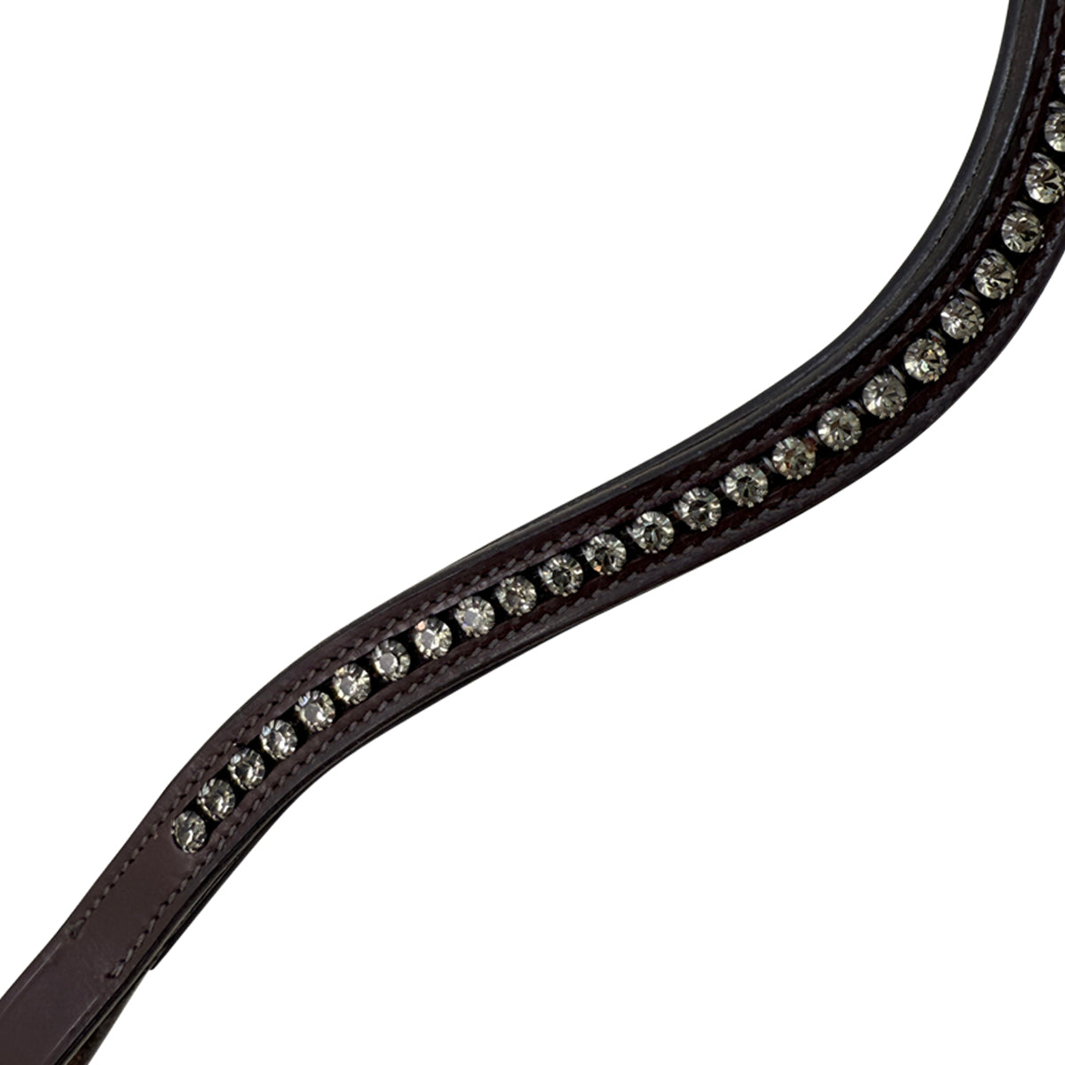 Curved Crystal Browband in Brown/Clear Crystals - 17&quot;