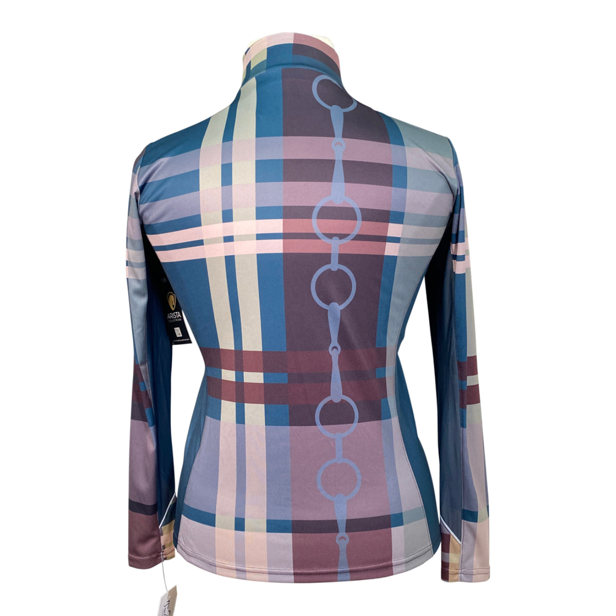 Arista 1/2 Zip Long Sleeve Shirt in Blue Plaid Bits - Women's XL