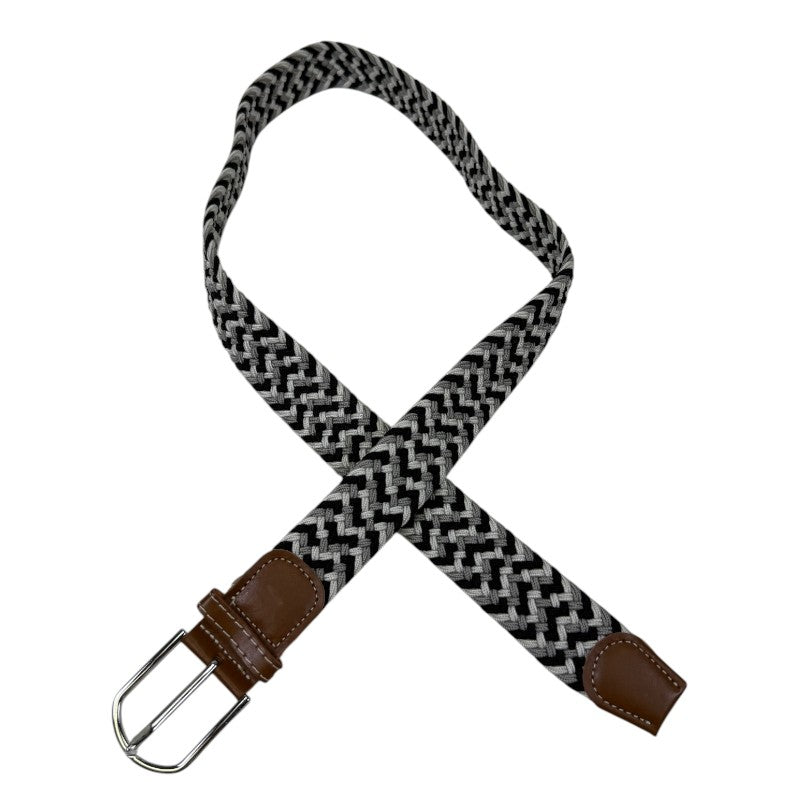 Braided Elastic Belt in Grey/Black