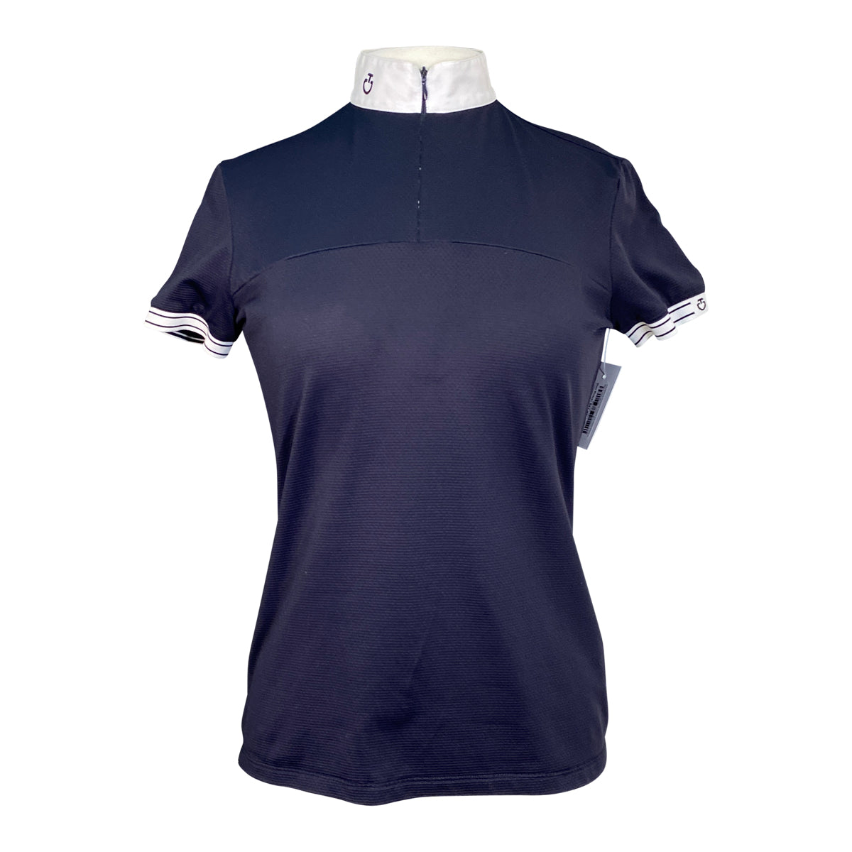 Cavalleria Toscana Front Zip Polo Shirt in Black with White Collar
