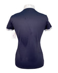 Cavalleria Toscana Front Zip Polo Shirt in Black with White Collar