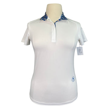 Front of Essex Classics 'Talent Yarn' Show Shirt in White/Navy Sugar Skulls - Women's Large