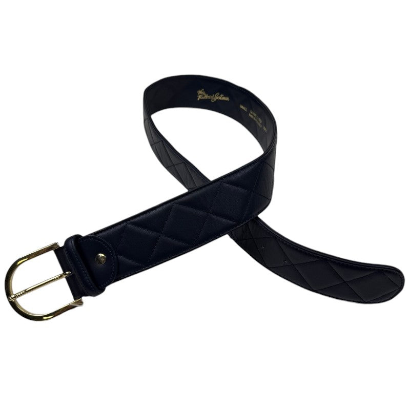 Tailored Sportsman Quilted Leather 'C' Belt in Navy