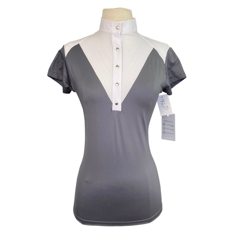 CRINIĒRE &#39;Margot&#39; Short Sleeve Show Shirt in Dark Grey - Women&#39;s Large