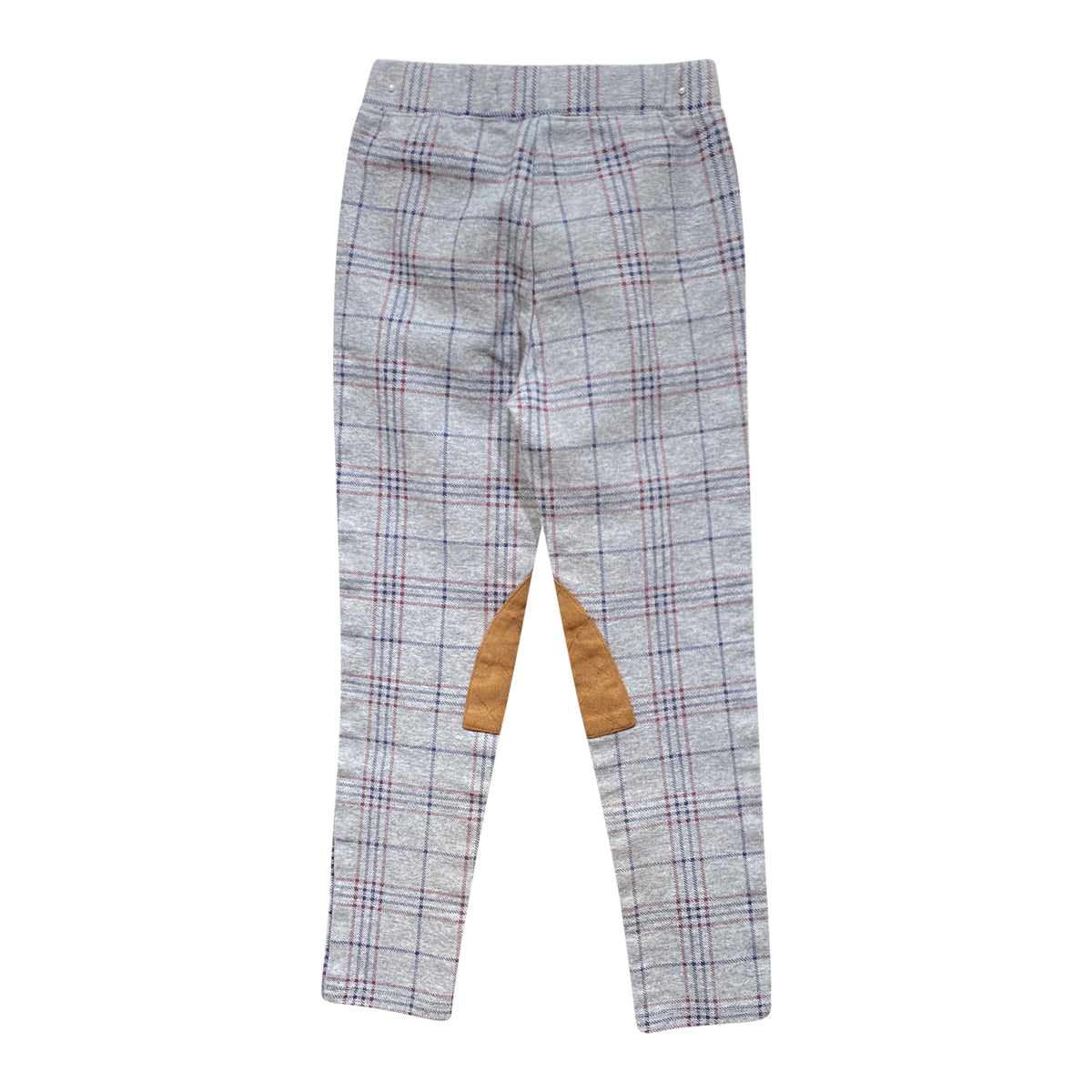 Hope & Henry Girls' Knee Patch Breeches in Grey Plaid