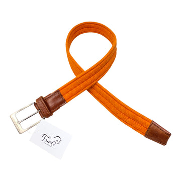 Manfredi Woven Stretch Belt in Orange / Cognac