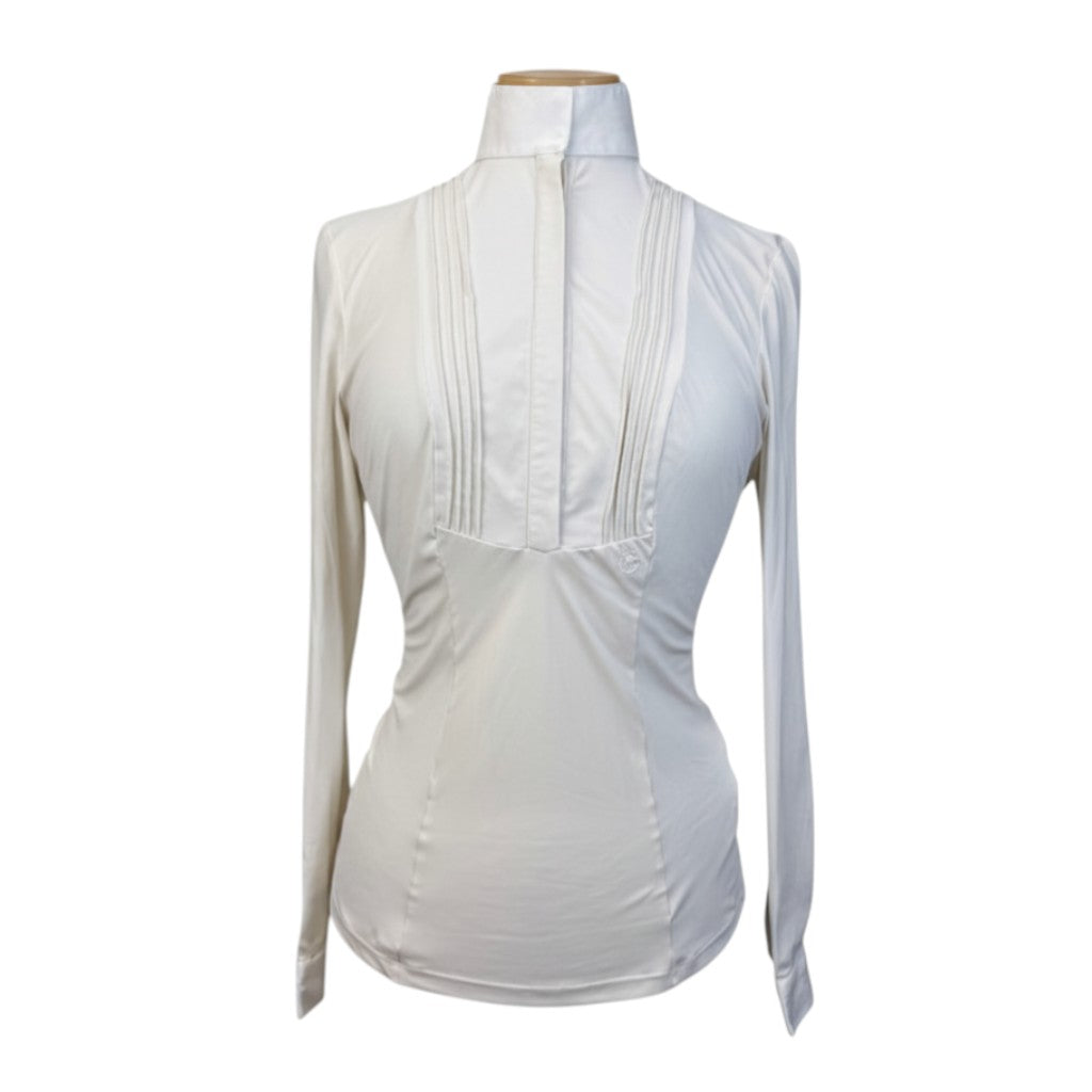 Cavalleria Toscana L/S Hunter Show Shirt w/Pleated Bib in Off White