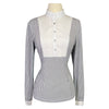 Front of Harcour 'Annie' Long Sleeve Show Shirt in Black/White Stripes - Women's Medium
