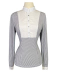 Front of Harcour 'Annie' Long Sleeve Show Shirt in Black/White Stripes - Women's Medium