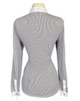 Back of Harcour 'Annie' Long Sleeve Show Shirt in Black/White Stripes - Women's Medium