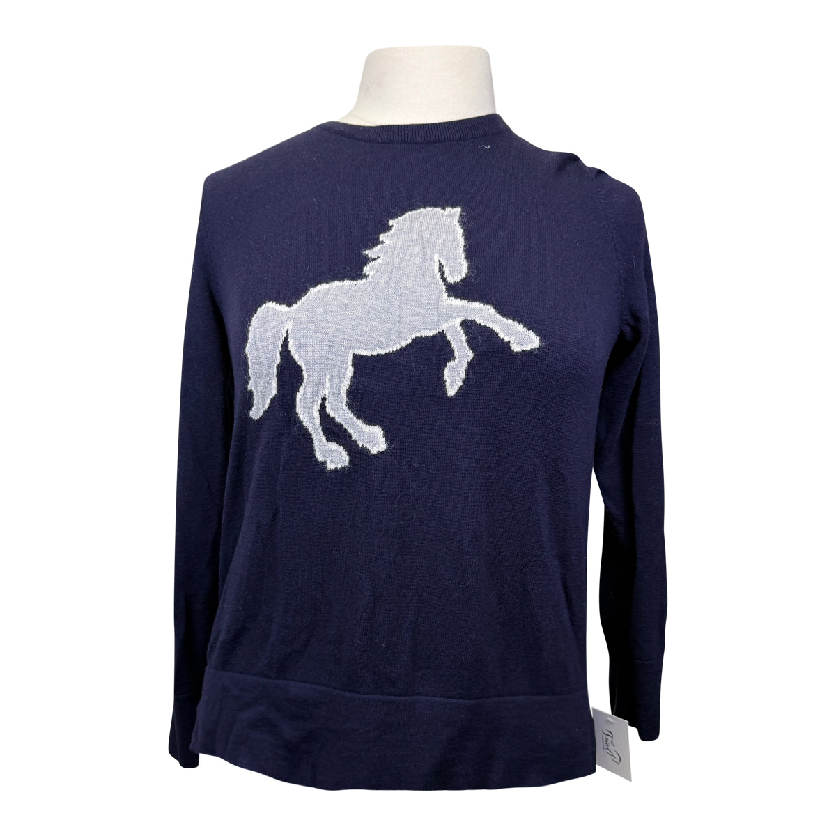 Ann Taylor Crew Neck Sweater in Navy/Silver Horse